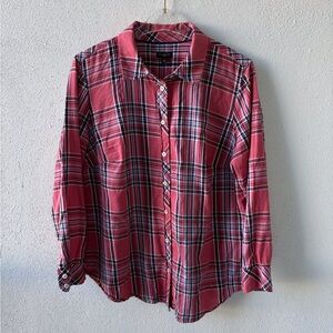 Talbots 1X Long Sleeve Plaid Button Up Shirt Cotton Blend Casual Cabincore Cozy